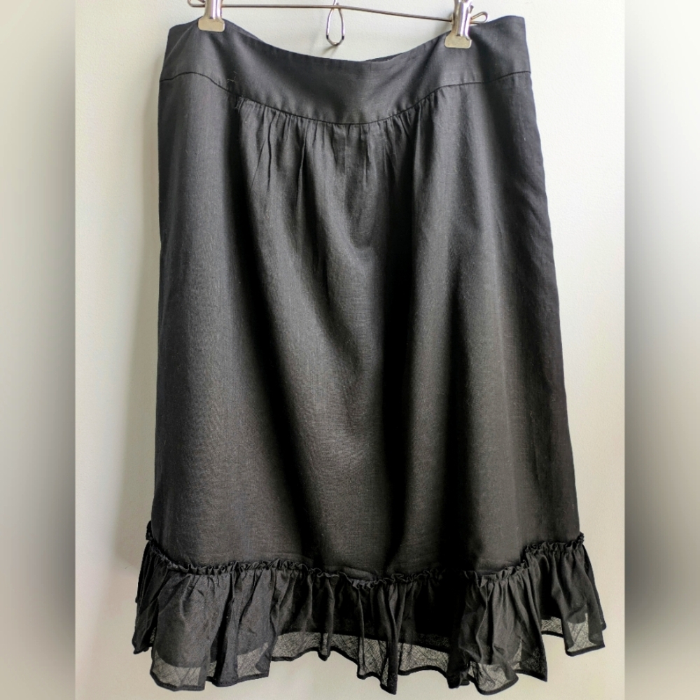 EUC....J. Crew Linen/Cotton  Lined Ruffled Hem Midi Skirt Size 6 - Picture 4 of 7